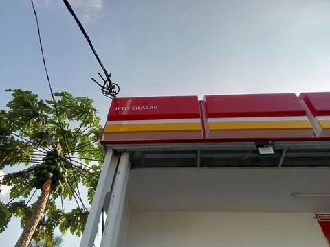 Central Java, Indonesia, August 1, 2025: Alfamart minimarket signboard. Photos