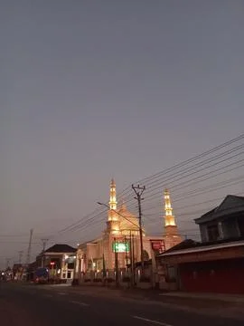 Central Java, Indonesia, August 1, 2025: mosques, shops, houses, and the atmosph Fotos Stock