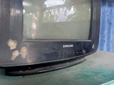 Central Java, Indonesia, August 13, 2025: A Samsung CRT television. Vintage item Stock-Fotos