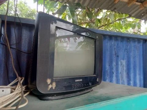 Central Java, Indonesia, August 13, 2025: A Samsung CRT television. Vintage item Stock Photos