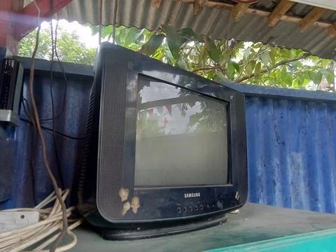 Central Java, Indonesia, August 13, 2025: A Samsung CRT television. Vintage item Фото