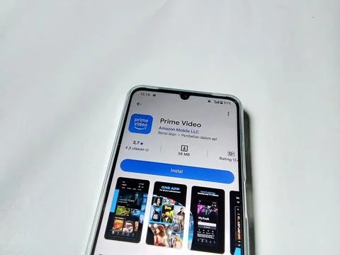 Central Java Indonesia August 14, 2025: Prime Video Amazon app on google play. 库存照片