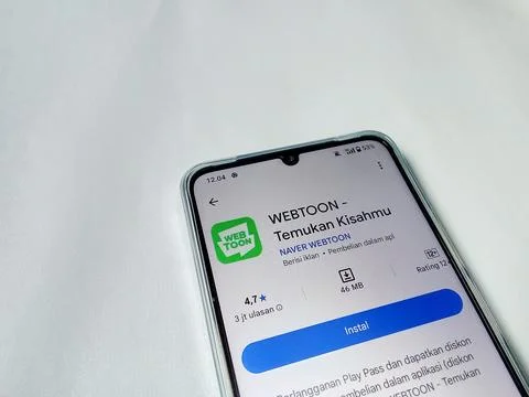 Central Java Indonesia August 14, 2025:  Webtoon app on google play. Stock Photos