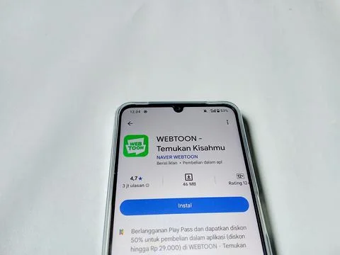 Central Java Indonesia August 14, 2025: Webtoon app on google play. Stock Photos