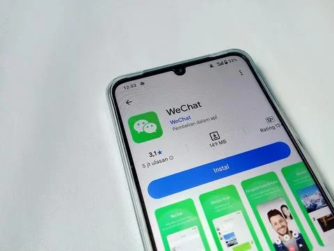 Central Java Indonesia August 14, 2025: Wechat social media app on google play. Photos