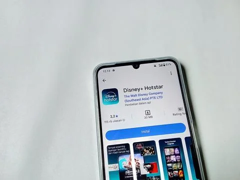 Central Java Indonesia August 14, 2025:  Disney+ Hotstar app on google play. Stock Photos