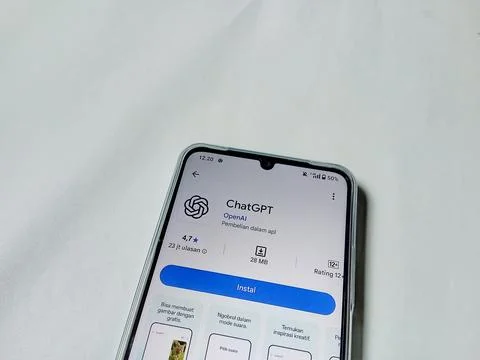 Central Java Indonesia August 14, 2025: Chatgpt ai  app on google play. 스톡 사진