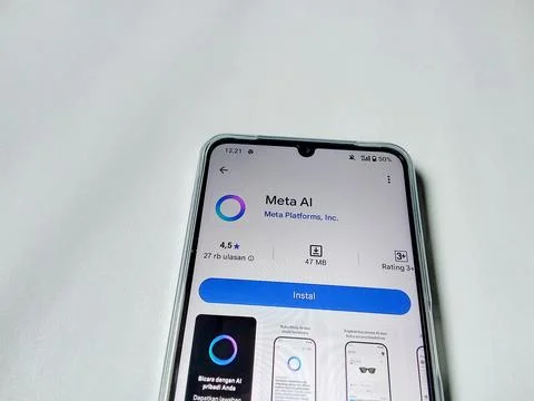 Central Java Indonesia August 14, 2025: Meta ai  app on google play. 库存照片