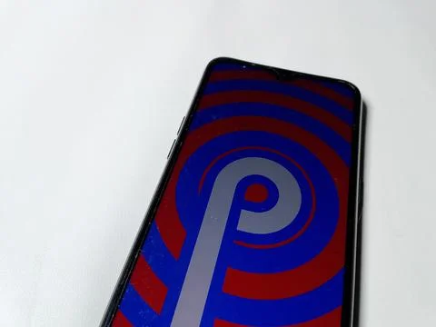 Central Java Indonesia August 14, 2025: smartphone display, android pie. Stock Photos