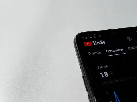 Central Java Indonesia August 14, 2025: YouTube studio statistics, content creat Foto stock