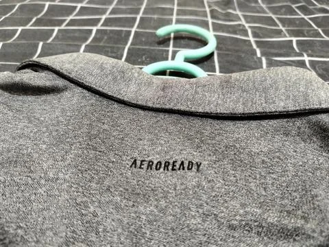 Central Java Indonesia August 16 2026: Macro close-up of the AEROREADY logo  Stock-Fotos