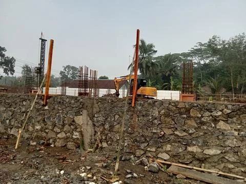 Central Java Indonesia August 24, 2025: Excavator at a construction project. Stock Photos