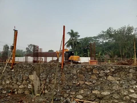 Central Java Indonesia August 24, 2025: Excavator at a construction project. Stock Photos
