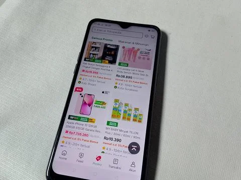 Central Java Indonesia August 25, 2025: Smartphone screen display, e-commerce Photos