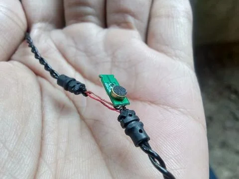 Central Java Indonesia August 26, 2025: the inside of the mic on the earphone. Stock Photos