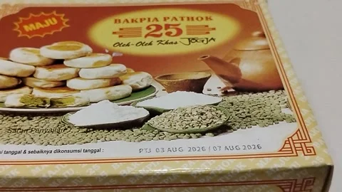Central Java, Indonesia, August 6, 2026: A box of Bakpia Pathok 25—a famous  库存影片 343549388