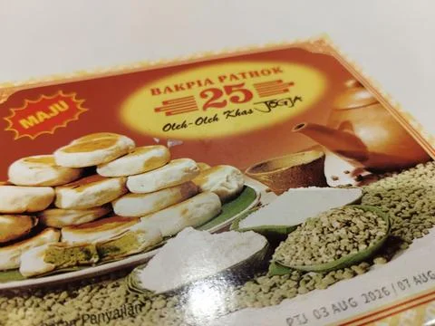 Central Java, Indonesia, August 6, 2026: A box of Bakpia Pathok 25—a famous trad Stock Photos