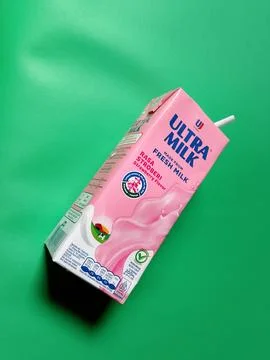 Central Java Indonesia December 28, 2026: Ultra milk strawberry flavor. Фото