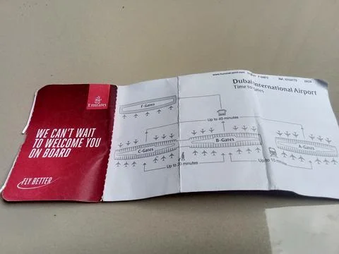 Central Java Indonesia December 4, 2025: Boarding pass for Emirates airline. Фото