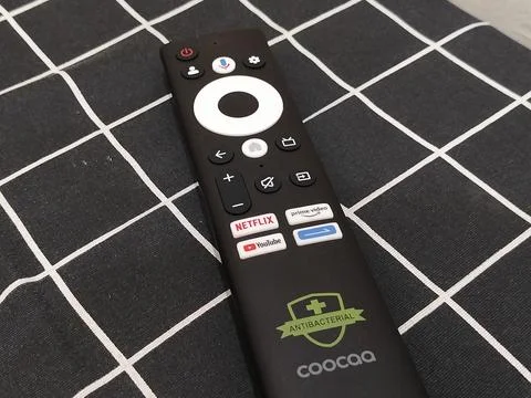 Central Java Indonesia February 14, 2026: Coocaa TV Remote. Stock-Fotos