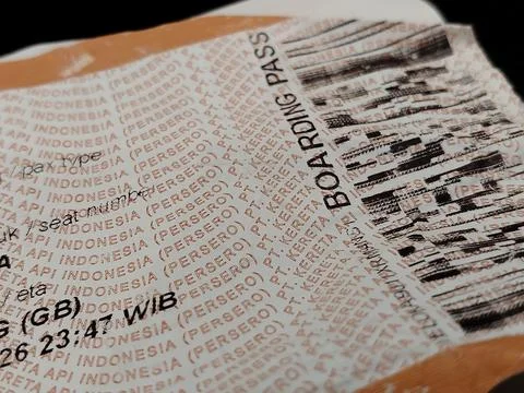 Central Java, Indonesia, February 14, 2026: A train boarding pass is a printed  Stockfoto's