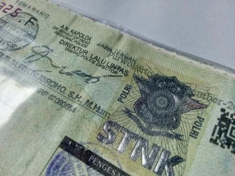 Central Java Indonesia February 15, 2025: Vehicle Registration Certificate  Stockfoto's