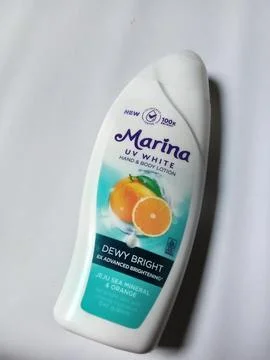 Central Java Indonesia February 15, 2025: marina hand &amp; body lotion. Фото