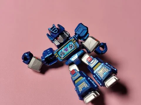 Central Java Indonesia February 15, 2026: Transformers Soundwave blokees toys. Stock Photos