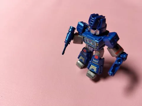 Central Java Indonesia February 15, 2026: Transformers Soundwave blokees toys. Foto stock