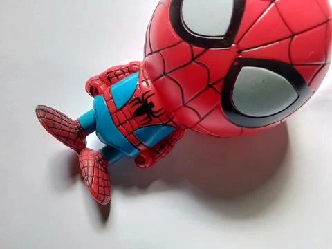 Central java, Indonesia February 17, 2023: close up shot of Spiderman toy Stockfoto's