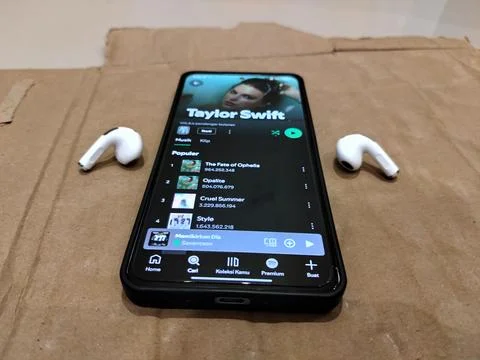 Central Java Indonesia February 2, 2026: Spotify streaming application, Taylor  Stock Photos