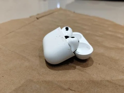 Central Java, Indonesia, February 2, 2026: AirPods are Apple's premium Фото