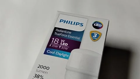 Central Java Indonesia February 21, 2026: Philips RadiantLine packaging  Stock Footage 329774517