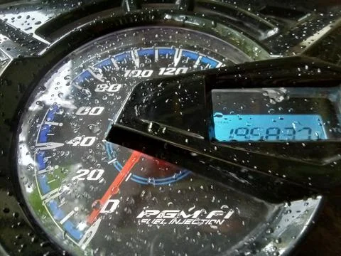 Central Java Indonesia February 28, 2025: motorcycle speedometer. 库存照片