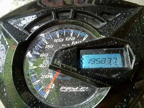 Central Java Indonesia February 28, 2025: motorcycle speedometer. Фото