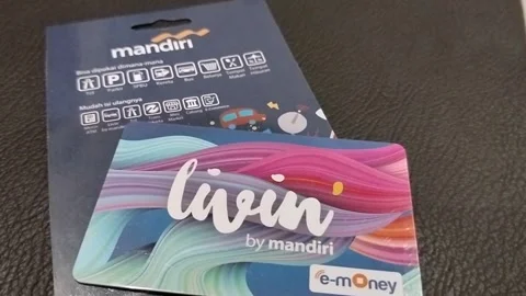 Central Java Indonesia February 3, 2026: The Livin' by Mandiri card Stock Footage 328616537