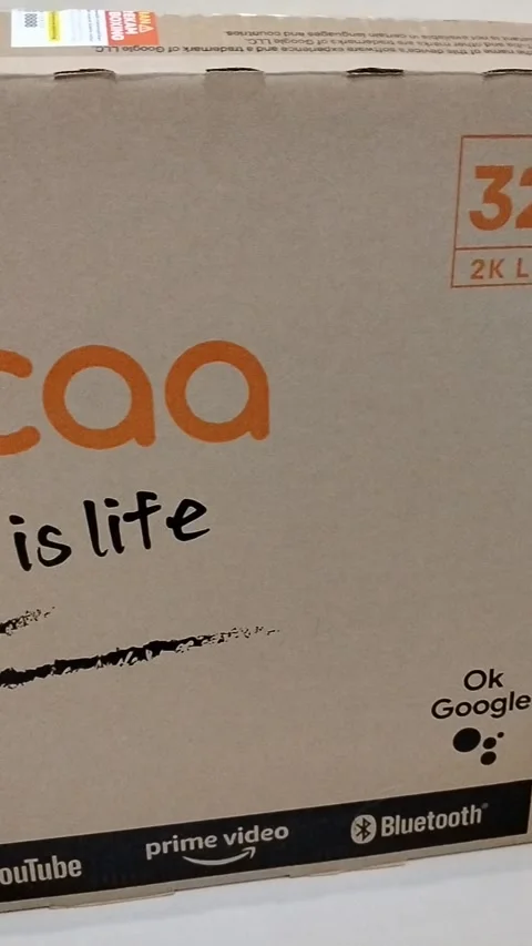 Central Java, Indonesia, February 9, 2026: Coocaa brand TV packaging box, new. Stock Footage 329466444