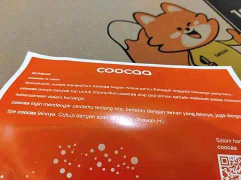 Central Java Indonesia February 9, 2026: Thank you card for purchasing Coocaa TV Stock Photos