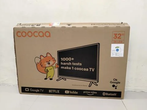 Central Java, Indonesia, February 9, 2026: Coocaa brand TV packaging box, new. 库存照片