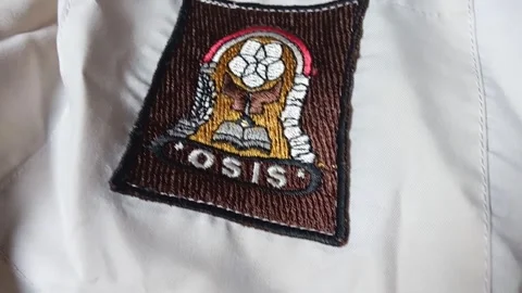 Central Java Indonesia January 10 2025: Student council (osis) logo on shirt Stock Footage 298391614