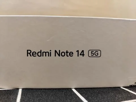 Central Java Indonesia January 14, 2026: Packaging Redmi Note 14 5G, smartphone. Фото