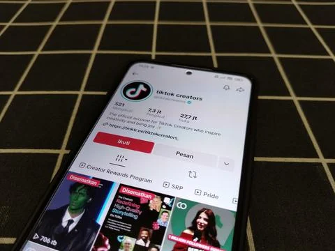 Central Java, Indonesia, January 14, 2026: View of the official TikTok account. Photos
