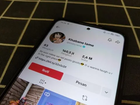 Central Java Indonesia January 14 2026: View of the tik tok account, Khabane Lam Photos