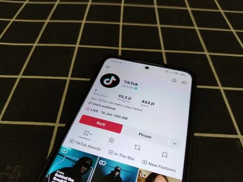 Central Java, Indonesia, January 14, 2026: View of the official TikTok account. Фото