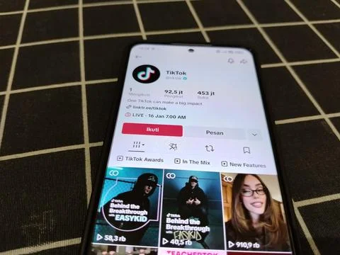 Central Java, Indonesia, January 14, 2026: View of the official TikTok account. Фото