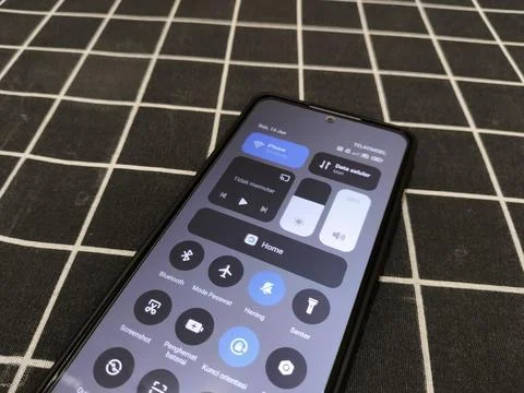 Central Java Indonesia January 14, 2026: Control center display on android. 스톡 사진