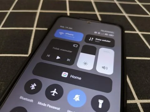 Central Java Indonesia January 14, 2026: Control center display on android. Fotos Stock