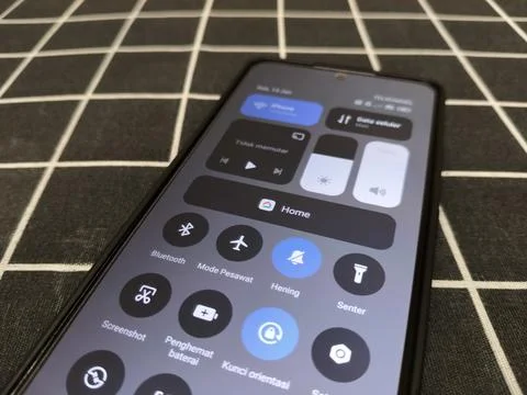 Central Java Indonesia January 14, 2026: Control center display on android. 스톡 사진