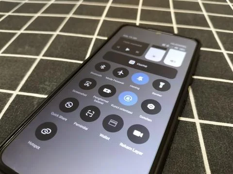 Central Java Indonesia January 14, 2026: Control center display on android. Fotos de archivo
