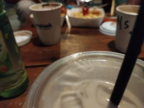 Central Java Indonesia January 15, 2026: Hanging out with friends at a cafe Stockfoto's